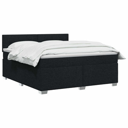 Letto con Box Spring, Materasso e LED Nero 180 x 200 cm Tessuto