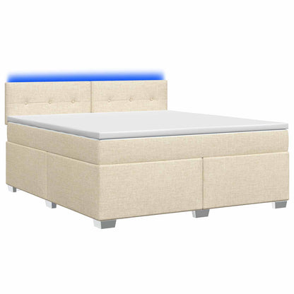 Letto con Box Spring, Materasso e LED Crema 180 x 200 cm