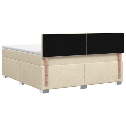 Letto con Box Spring, Materasso e LED Crema 180 x 200 cm