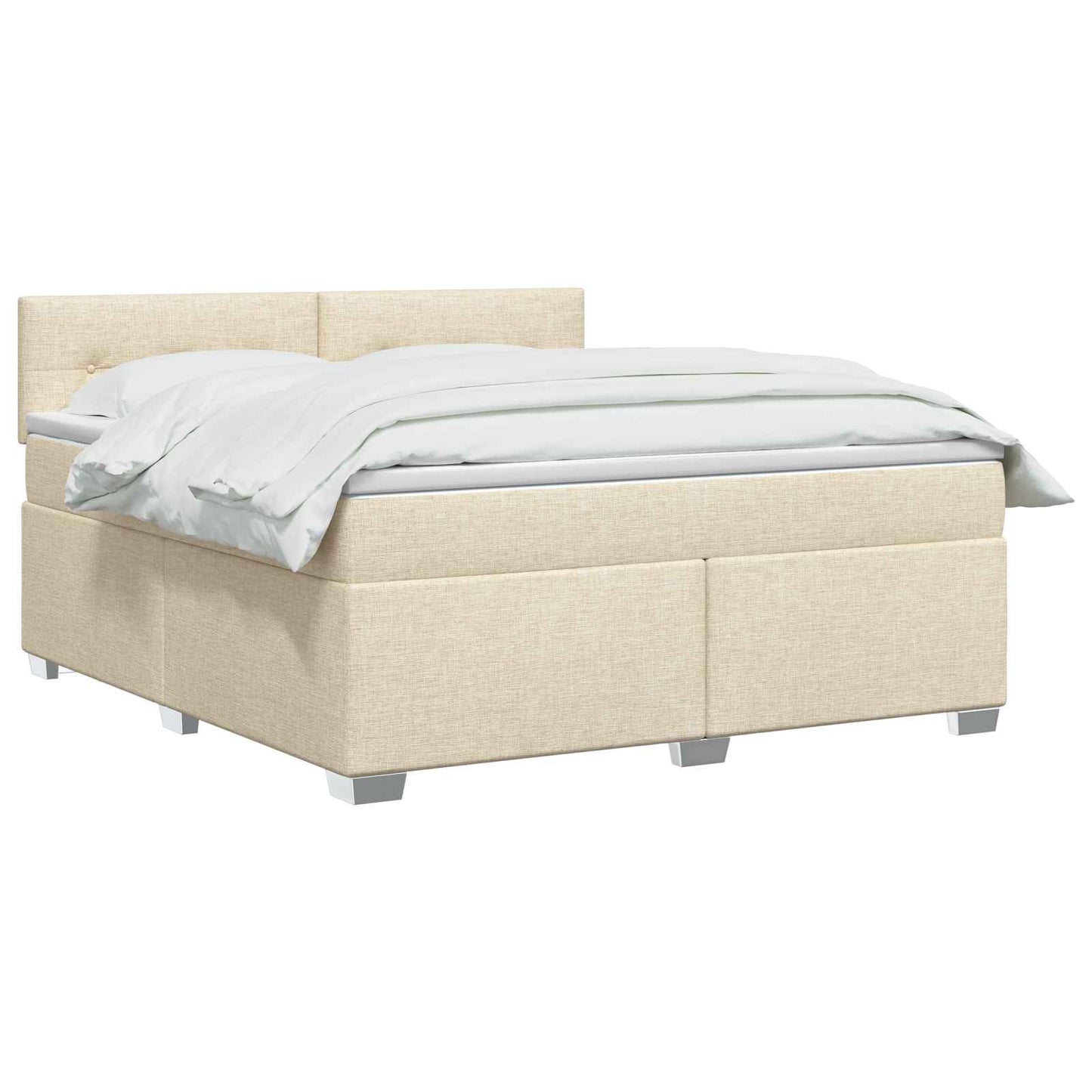Letto con Box Spring, Materasso e LED Crema 180 x 200 cm