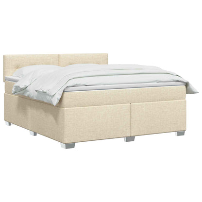 Letto con Box Spring, Materasso e LED Crema 180 x 200 cm
