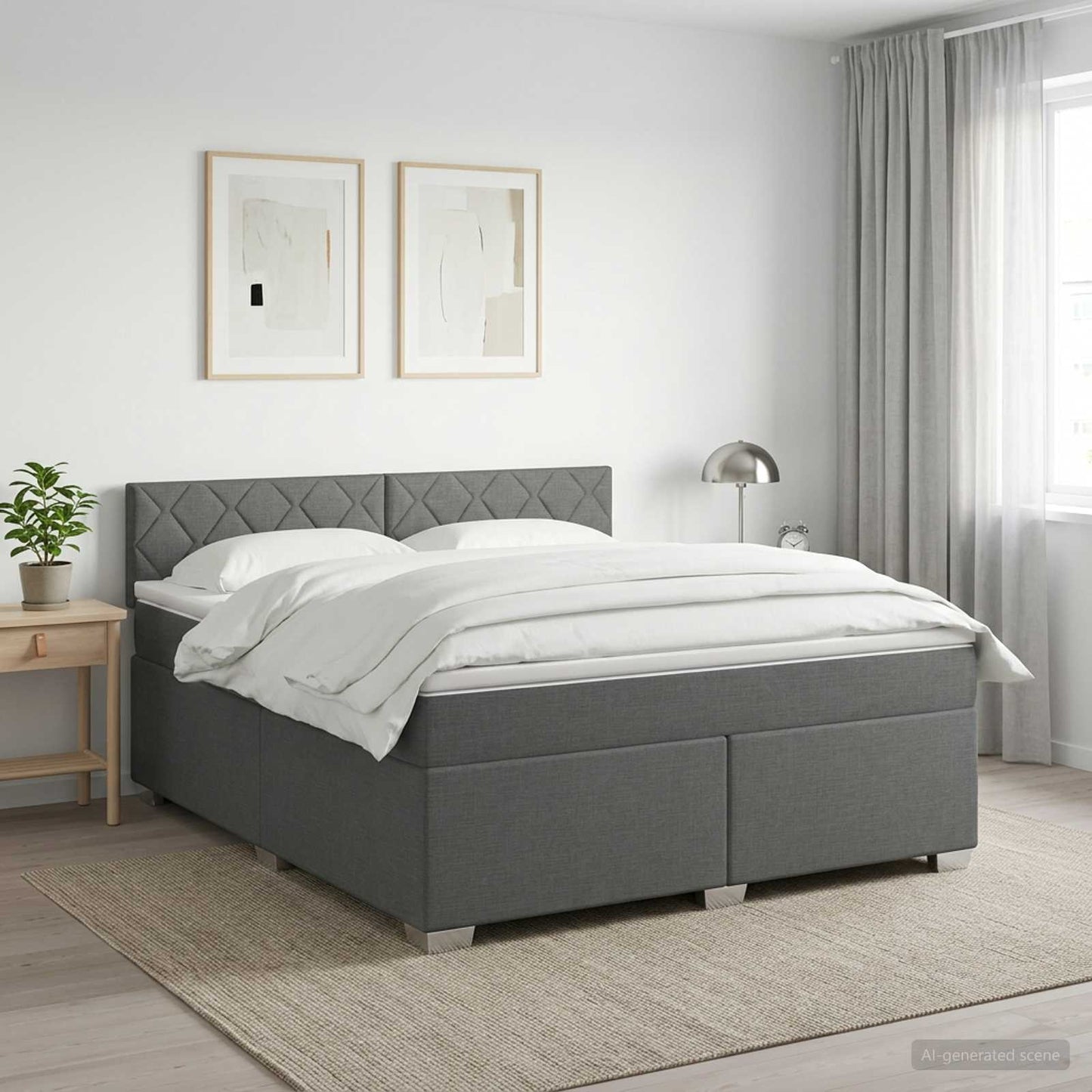 Letto con Box Spring, Materasso e LED Grigio Scuro 160 x 200 cm | homemem39