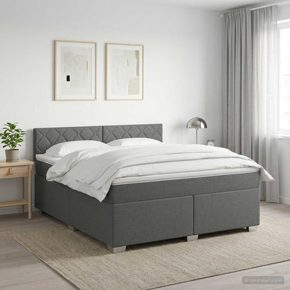 Letto con Box Spring, Materasso e LED Grigio Scuro 160 x 200 cm | homemem39