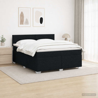 Letto con Box Spring, Materasso e LED Nero 140 x 200 cm Tessuto | homemem39