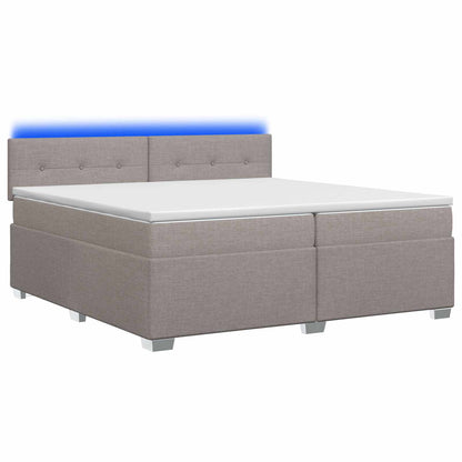 Letto con Box Spring, Materasso e LED Tortora 200 x 200 cm | homemem39