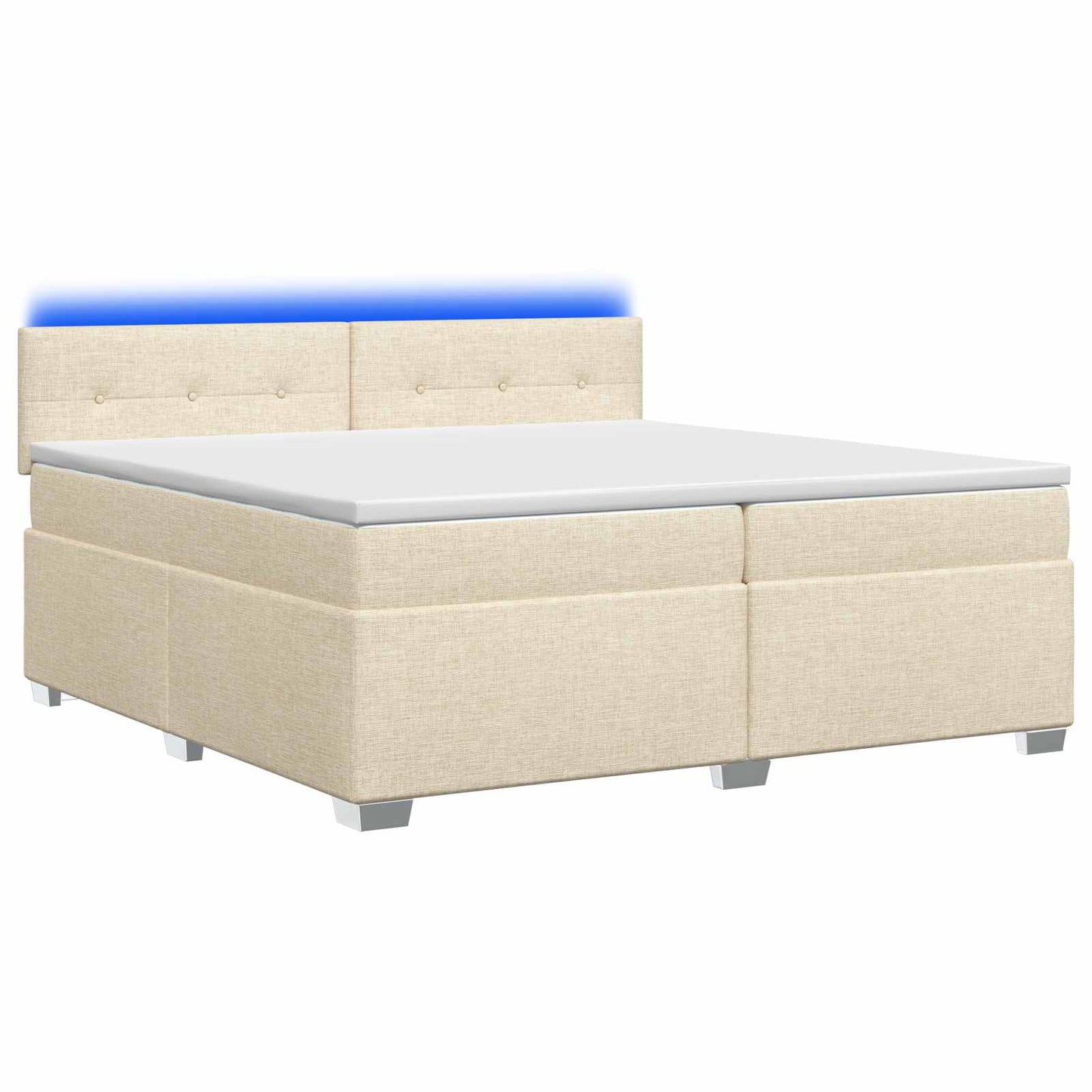 Letto con Box Spring, Materasso e LED Crema 200 x 200 cm
