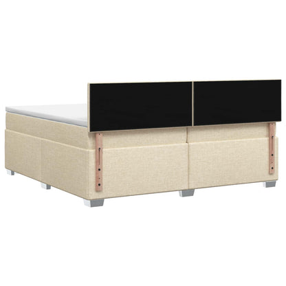 Letto con Box Spring, Materasso e LED Crema 200 x 200 cm