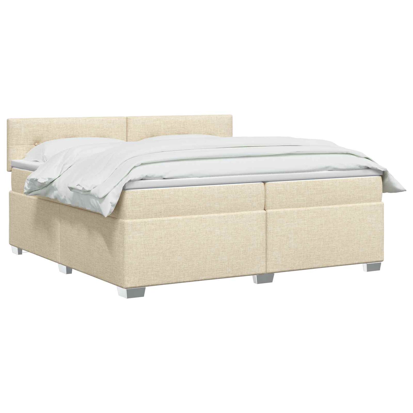 Letto con Box Spring, Materasso e LED Crema 200 x 200 cm