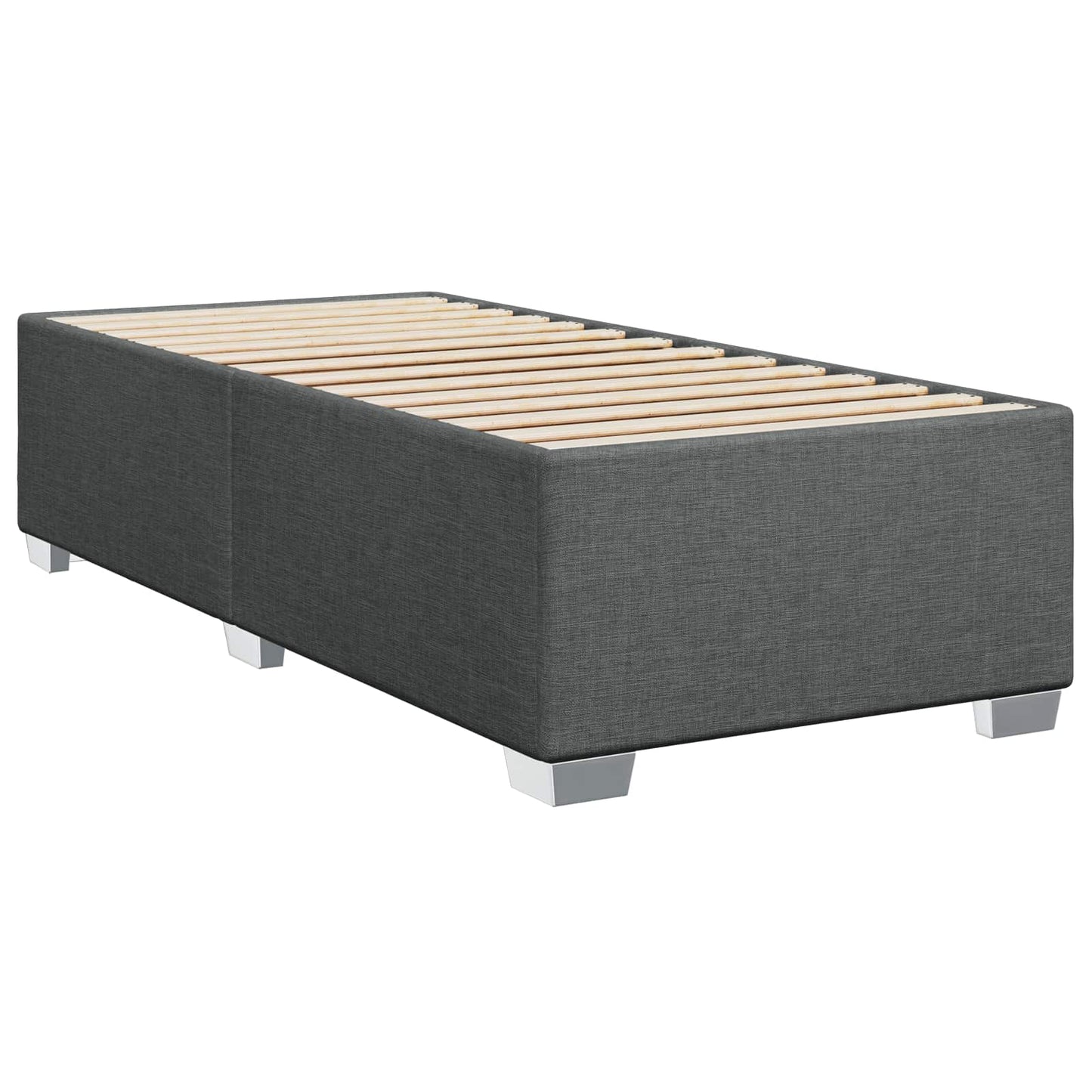 Letto con Box Spring, Materasso e LED Grigio Scuro Singolo