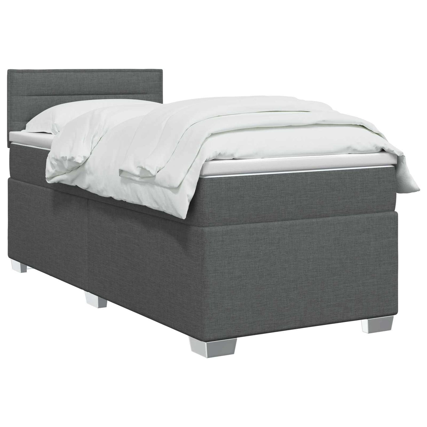 Letto con Box Spring, Materasso e LED Grigio Scuro Singolo