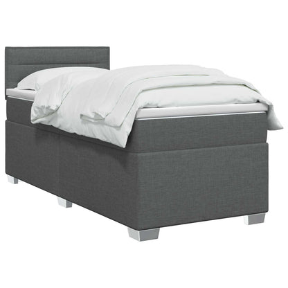 Letto con Box Spring, Materasso e LED Grigio Scuro Singolo
