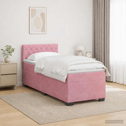 Letto con Box Spring, Materasso e LED Rosa 80 x 200 cm Velluto | homemem39