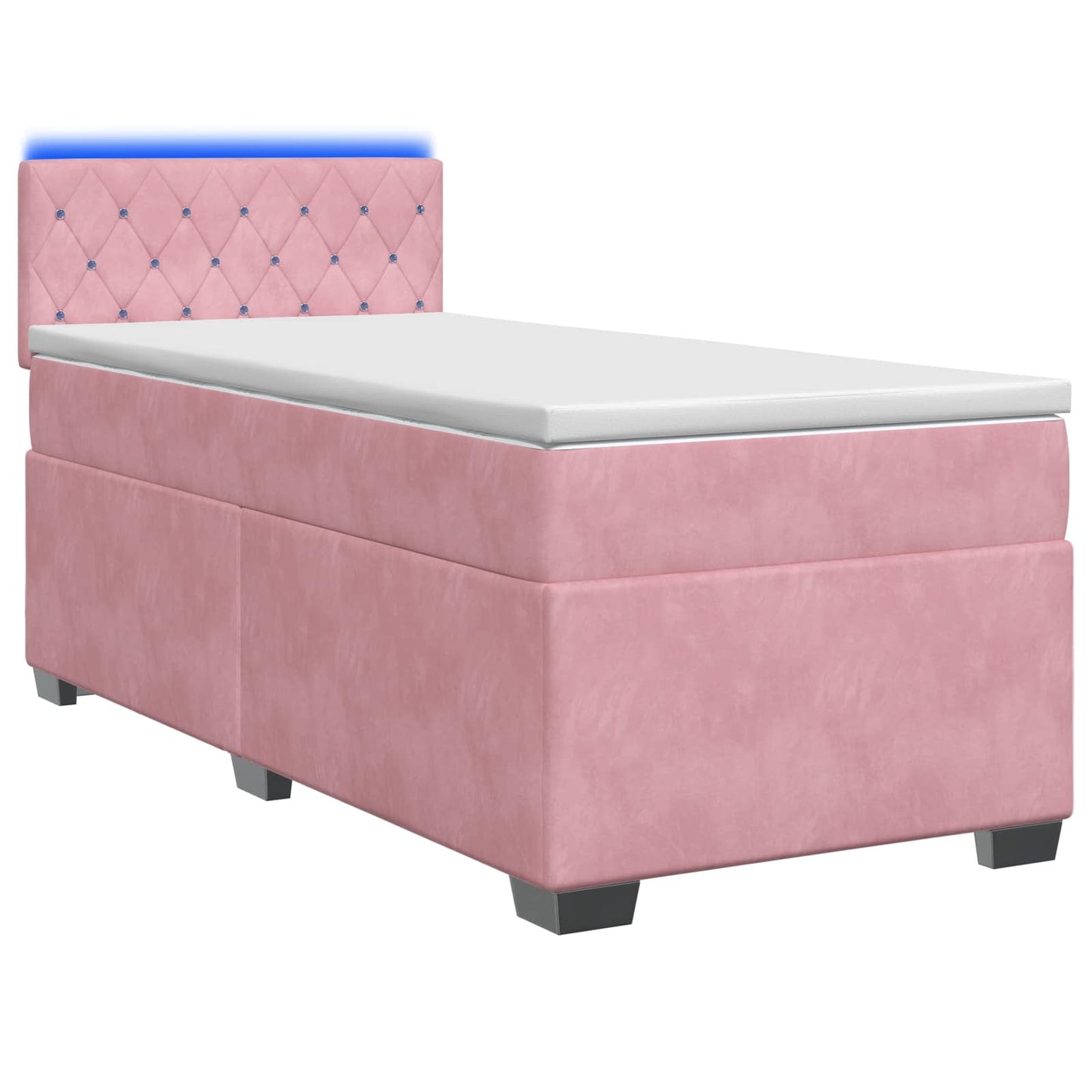 Letto con Box Spring, Materasso e LED Rosa 80 x 200 cm Velluto | homemem39