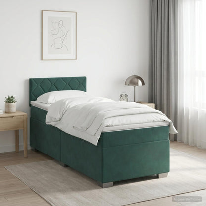 Letto con Box Spring, Materasso e LED Verde Scuro 80 x 200 cm