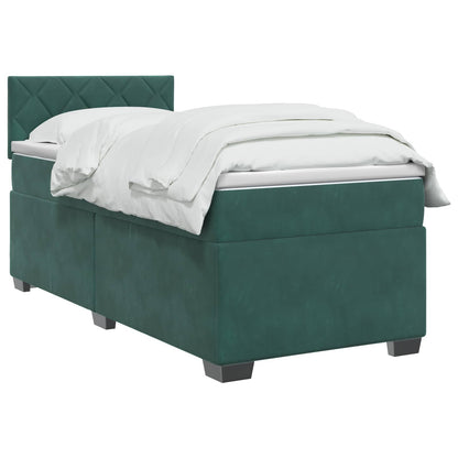 Letto con Box Spring, Materasso e LED Verde Scuro 80 x 200 cm
