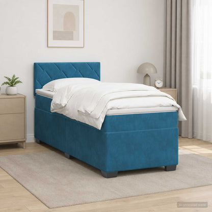 Letto con Box Spring, Materasso e LED Blu 90 x 200 cm Velluto | homemem39