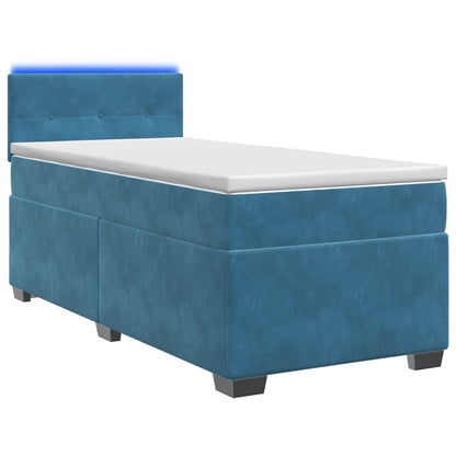 Letto con Box Spring, Materasso e LED Blu 90 x 190 cm Velluto | homemem39
