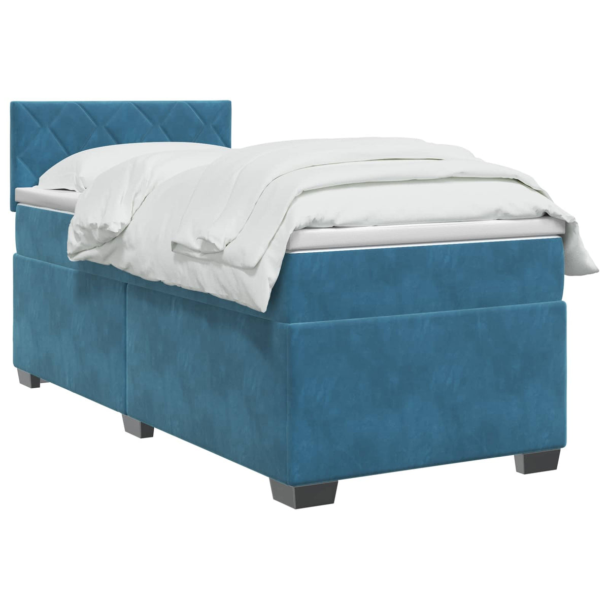 Letto con Box Spring, Materasso e LED Blu 90 x 200 cm Velluto | homemem39