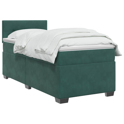 Letto con Box Spring, Materasso e LED Verde Scuro 100 x 200 cm