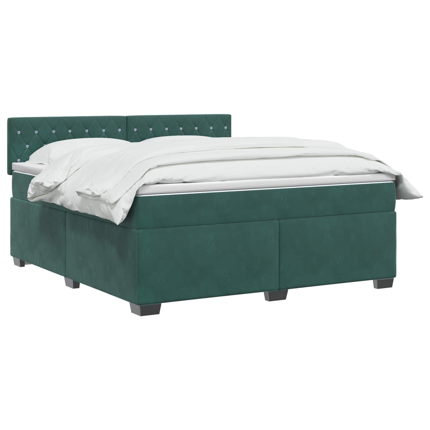 Letto con Box Spring, Materasso e LED Verde Scuro 140 x 190 cm