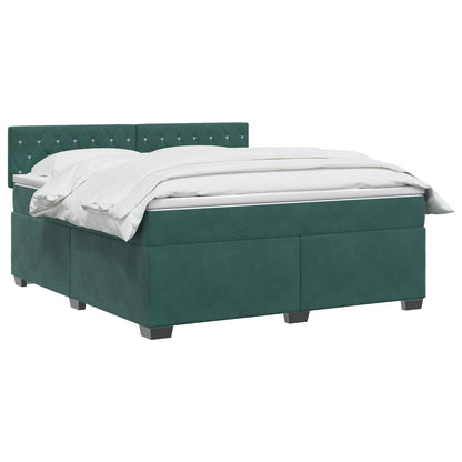 Letto con Box Spring, Materasso e LED Verde Scuro 140 x 190 cm