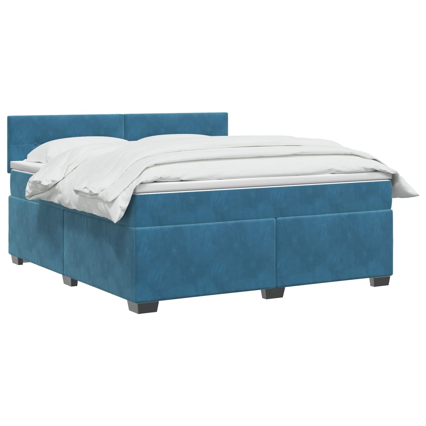 Letto con Box Spring, Materasso e LED Blu 140 x 190 cm Velluto