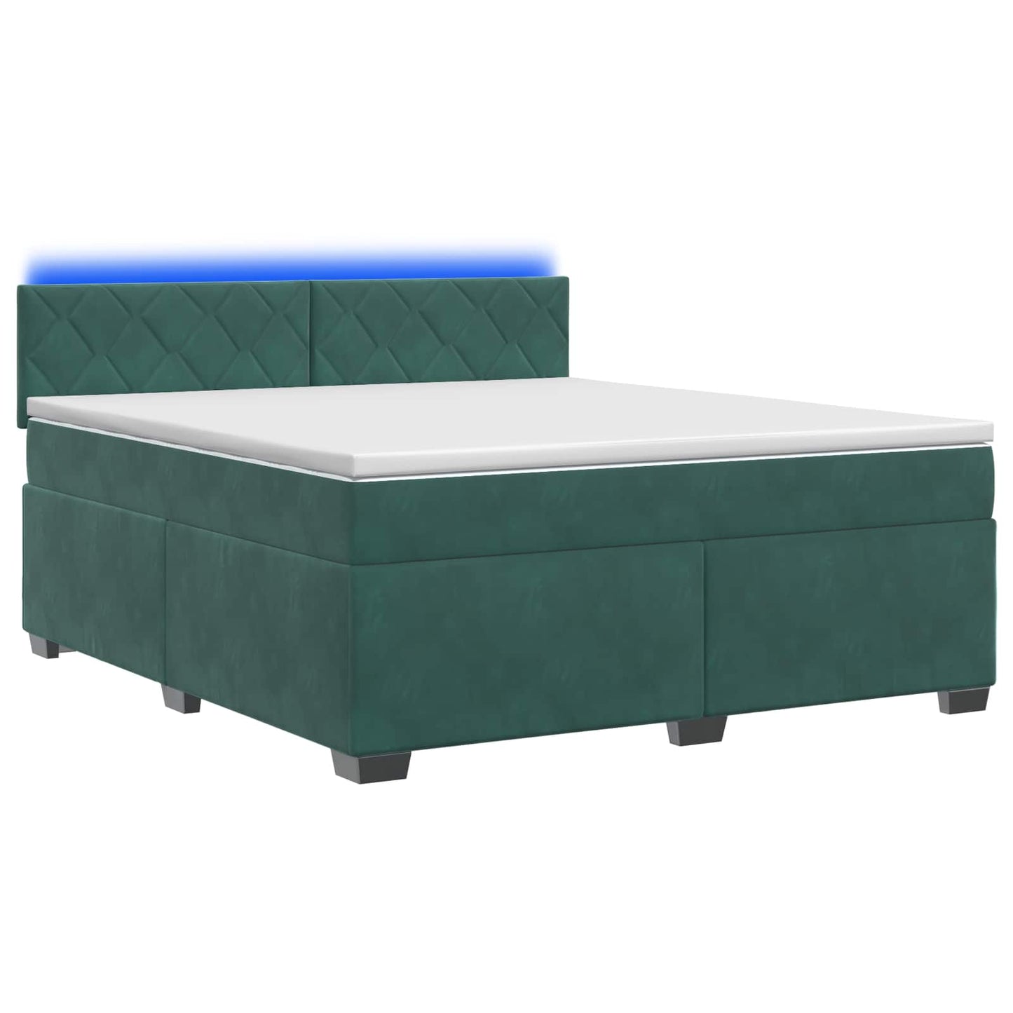 Letto con Box Spring, Materasso e LED Verde Scuro 140 x 190 cm