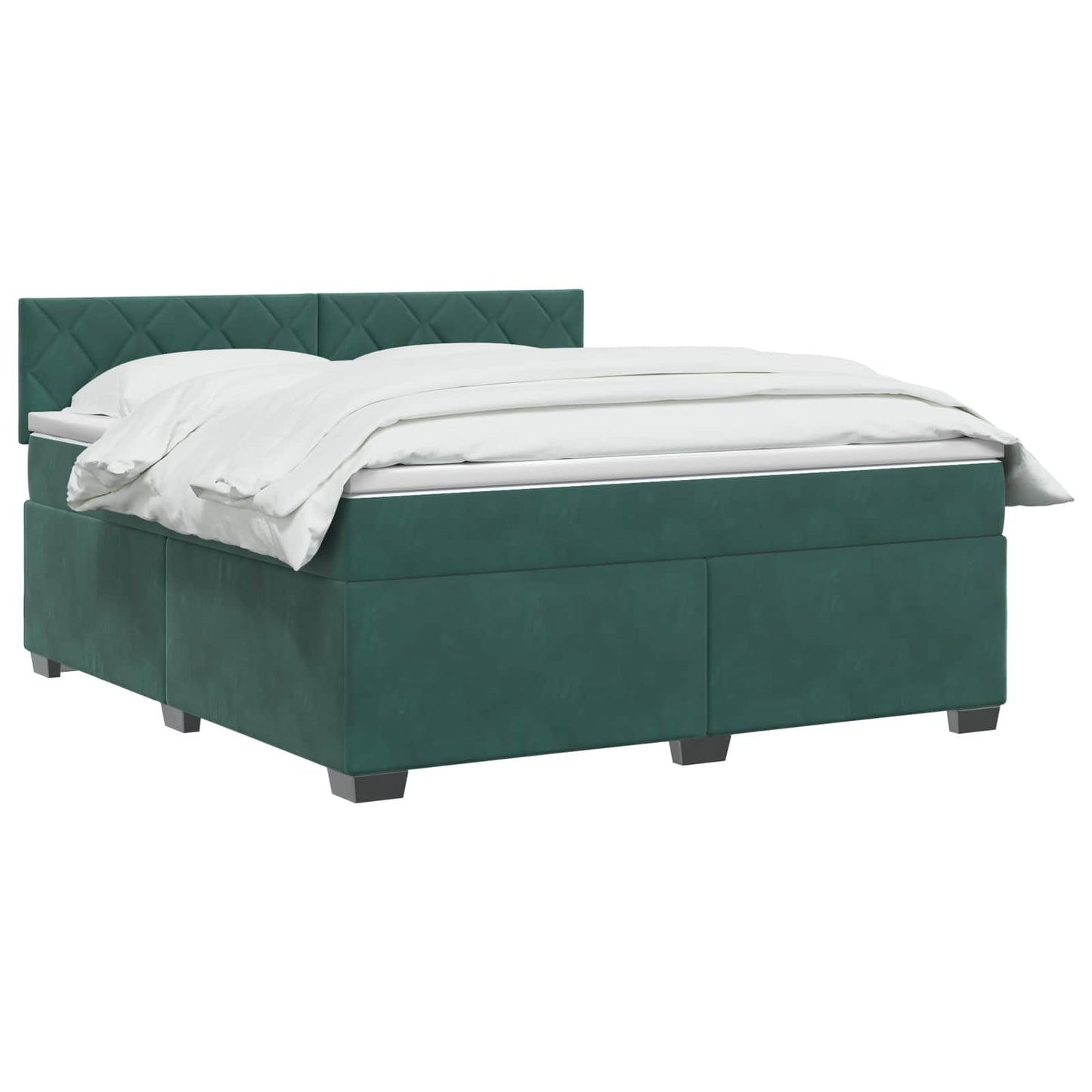 Letto con Box Spring, Materasso e LED Verde Scuro 140 x 190 cm