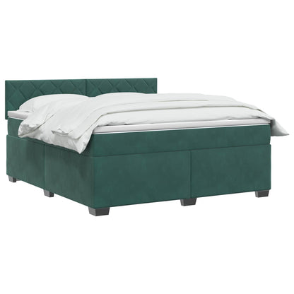 Letto con Box Spring, Materasso e LED Verde Scuro 140 x 190 cm