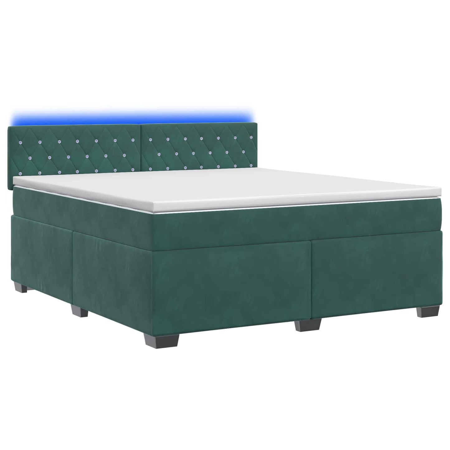 Letto con Box Spring, Materasso e LED Verde Scuro 140 x 200 cm