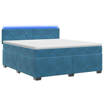 Letto con Box Spring, Materasso e LED Blu 140 x 200 cm Velluto