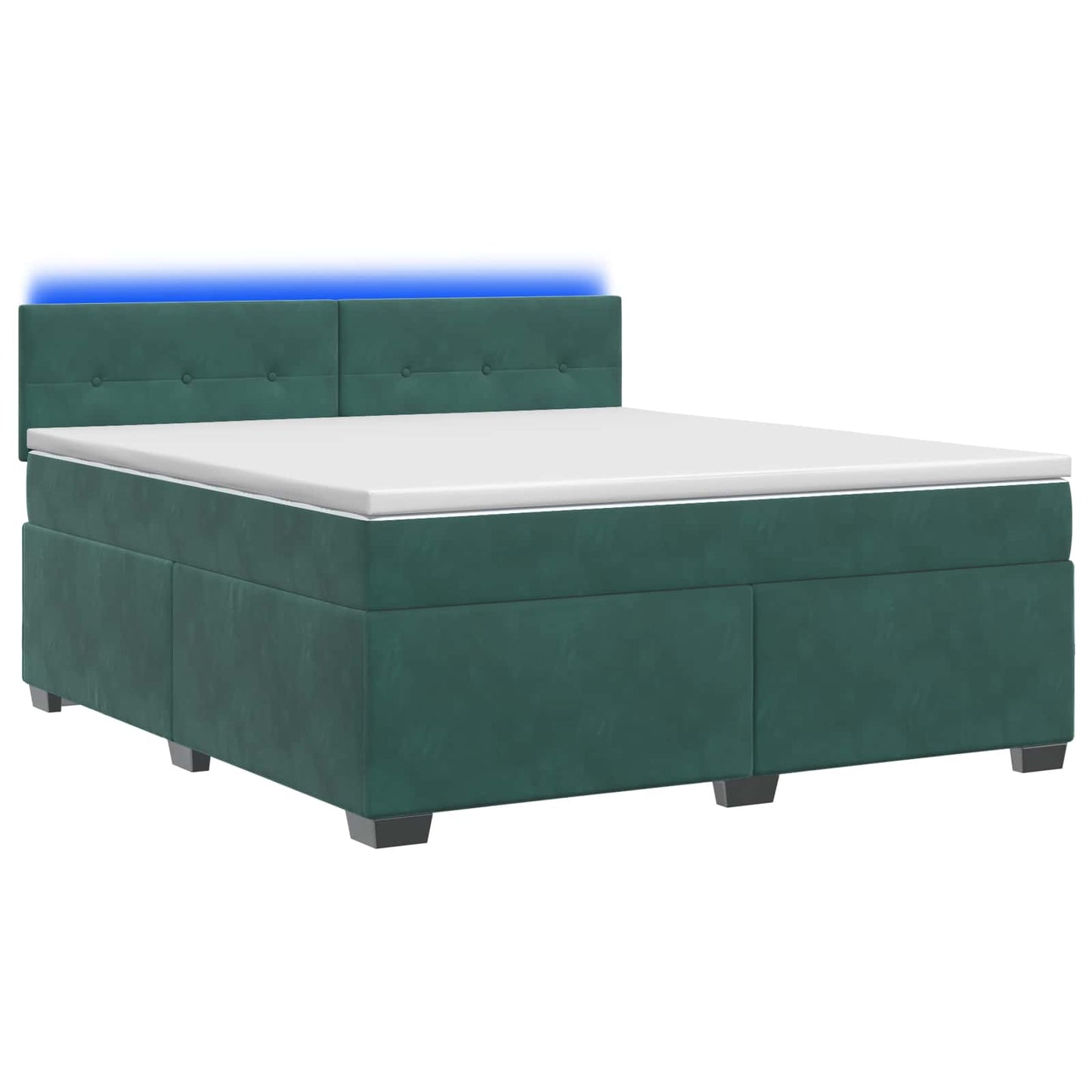 Letto con Box Spring, Materasso e LED Verde Scuro 140 x 200 cm
