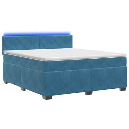 Letto con Box Spring, Materasso e LED Blu 140 x 200 cm Velluto | homemem39