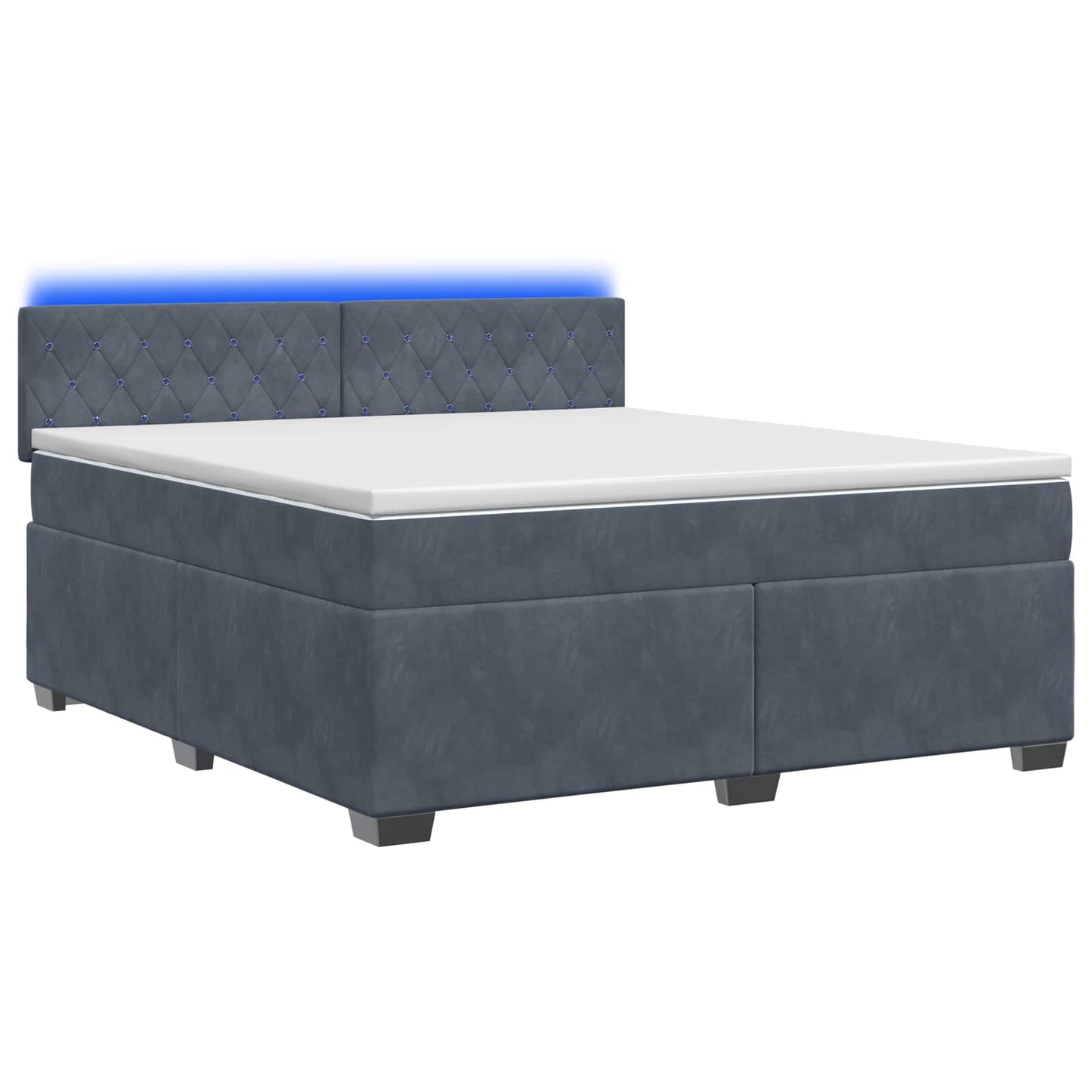 Letto con Box Spring, Materasso e LED Grigio Scuro 160 x 200 cm | homemem39
