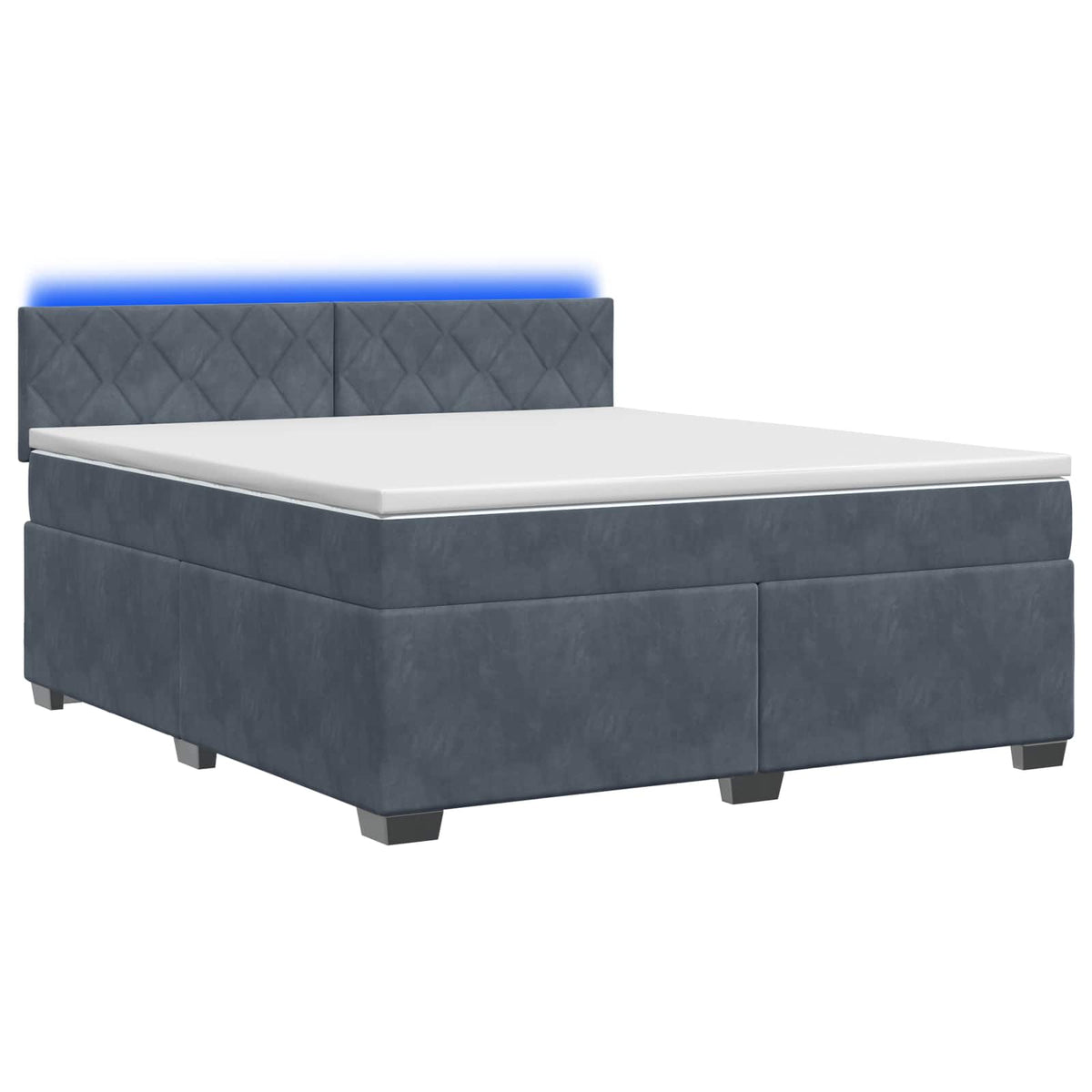 Letto con Box Spring, Materasso e LED Grigio Scuro 160 x 200 cm
