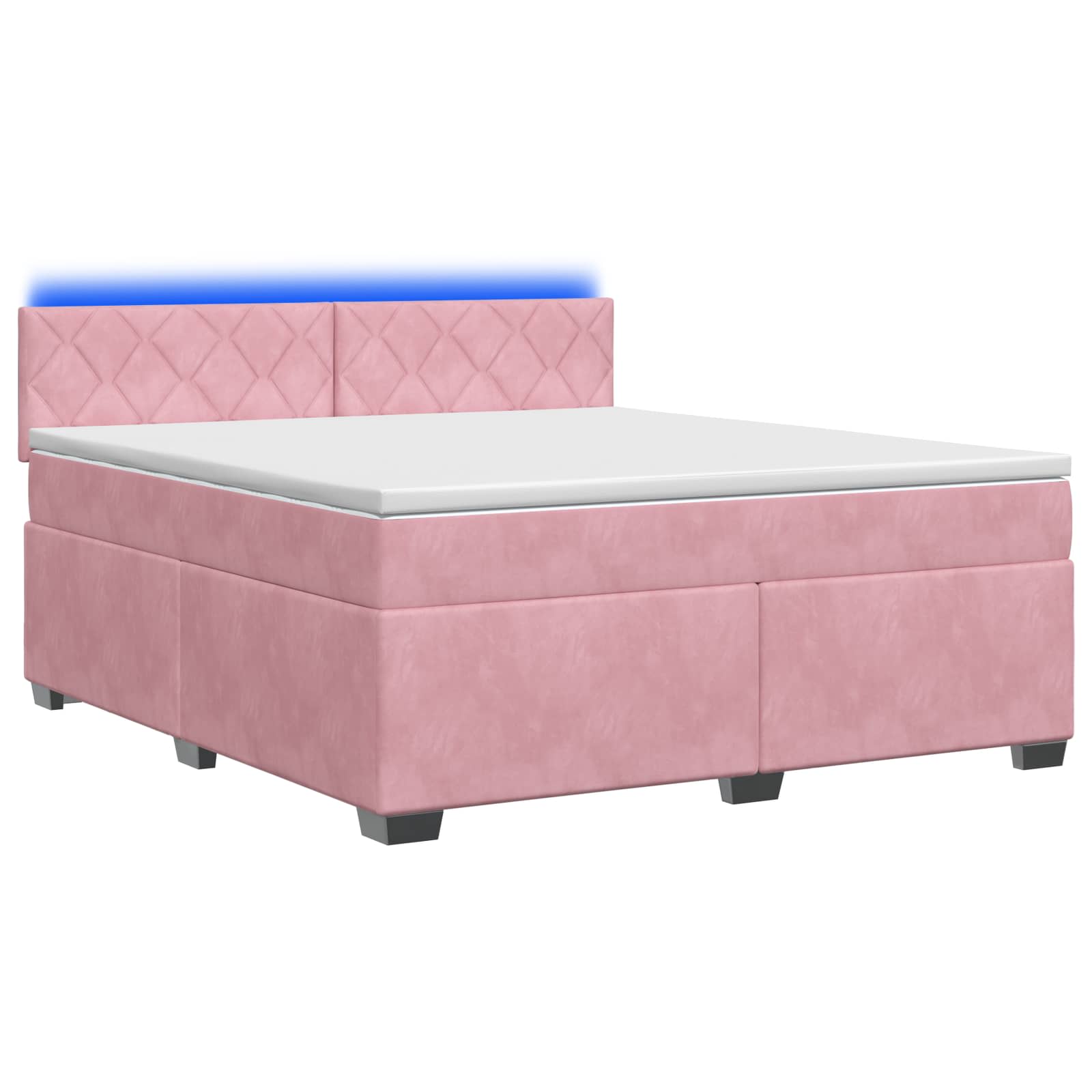 Letto con Box Spring, Materasso e LED Rosa 160 x 200 cm Velluto | homemem39