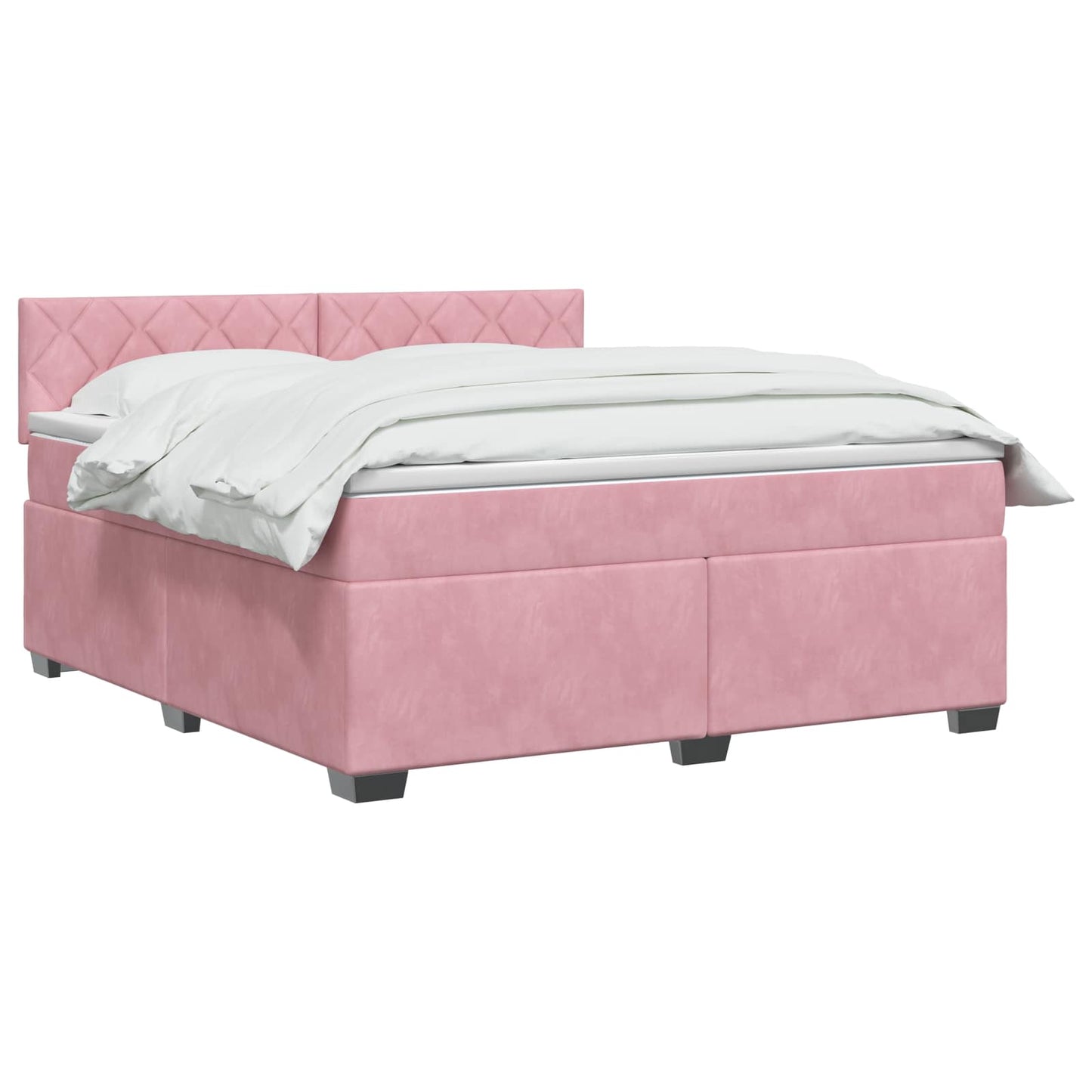 Letto con Box Spring, Materasso e LED Rosa 160 x 200 cm Velluto | homemem39