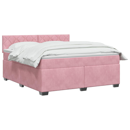 Letto con Box Spring, Materasso e LED Rosa 160 x 200 cm Velluto | homemem39