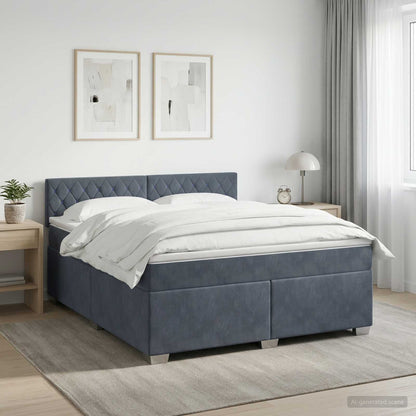 Letto con Box Spring, Materasso e LED Grigio Scuro 160 x 200 cm | homemem39