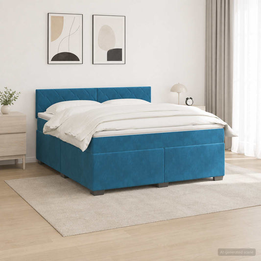 Letto con Box Spring, Materasso e LED Blu 180 x 200 cm Velluto - homemem39