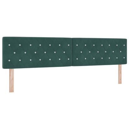 Letto con Box Spring, Materasso e LED Verde Scuro 200 x 200 cm