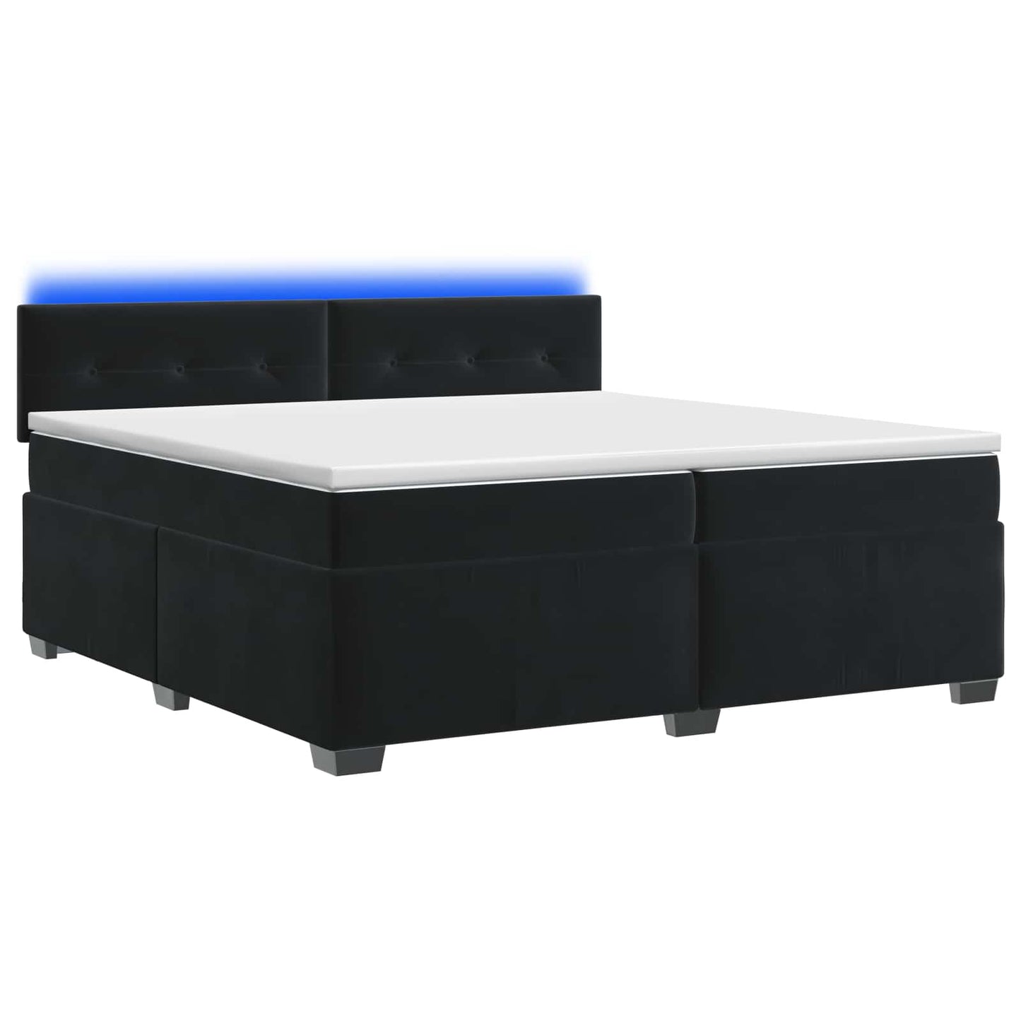 Letto con Box Spring, Materasso e LED Nero 200 x 200 cm Velluto
