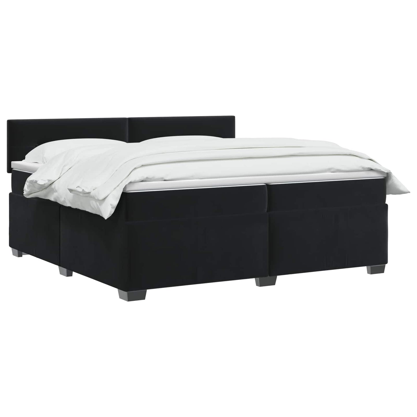 Letto con Box Spring, Materasso e LED Nero 200 x 200 cm Velluto