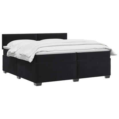 Letto con Box Spring, Materasso e LED Nero 200 x 200 cm Velluto