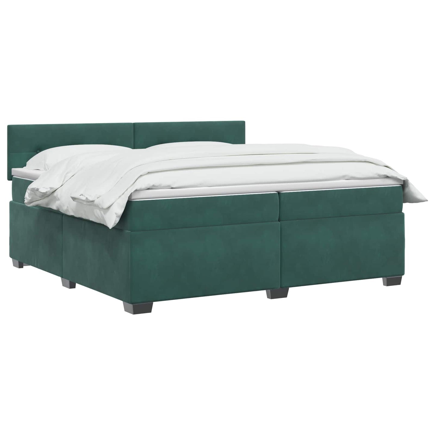 Letto con Box Spring, Materasso e LED Verde Scuro 200 x 200 cm