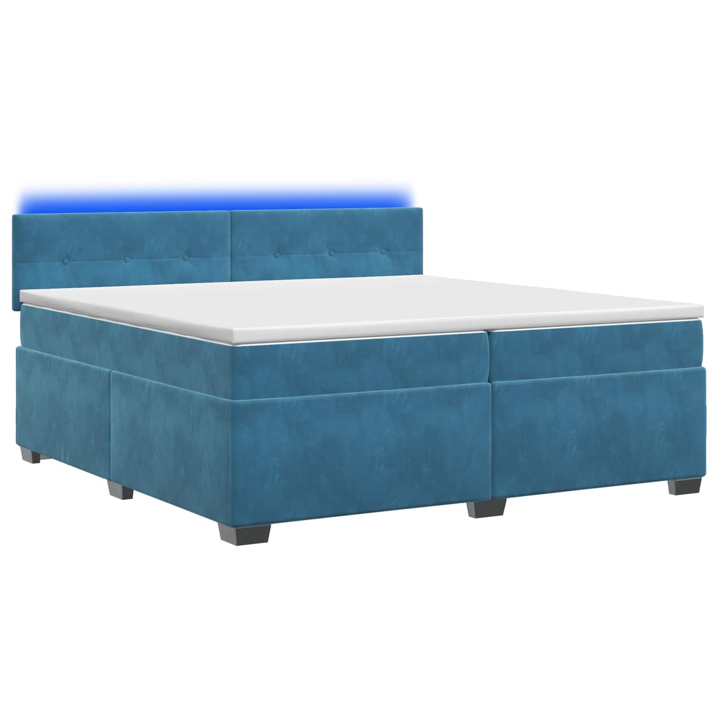 Letto con Box Spring, Materasso e LED Blu 200 x 200 cm Velluto
