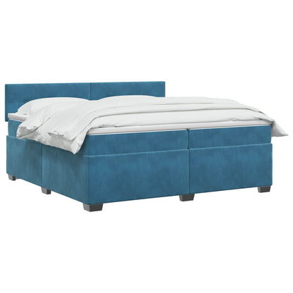 Letto con Box Spring, Materasso e LED Blu 200 x 200 cm Velluto