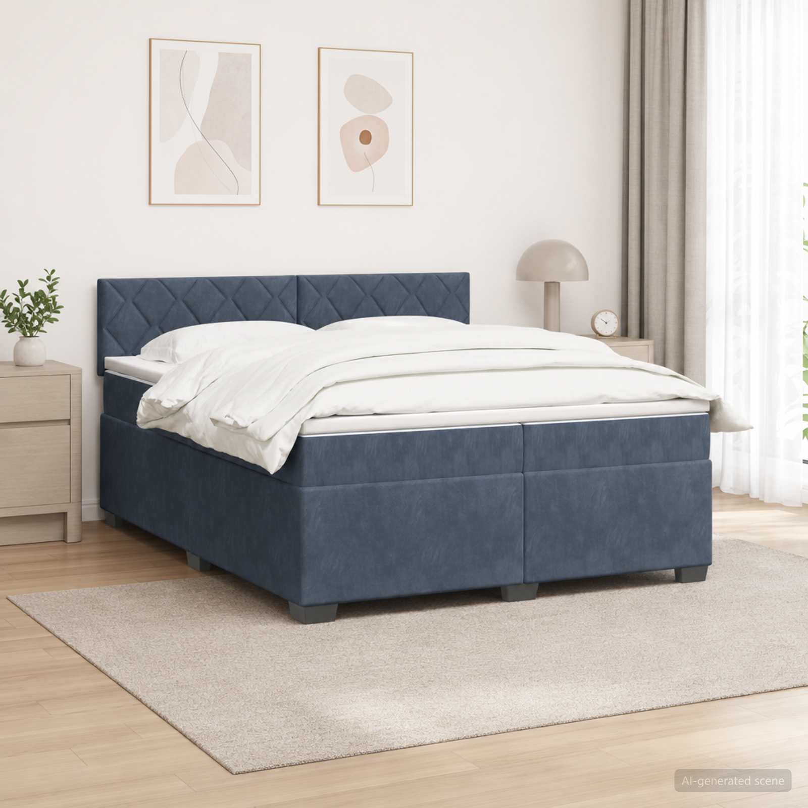 Letto con Box Spring, Materasso e LED Grigio Scuro 200 x 200 cm | homemem39