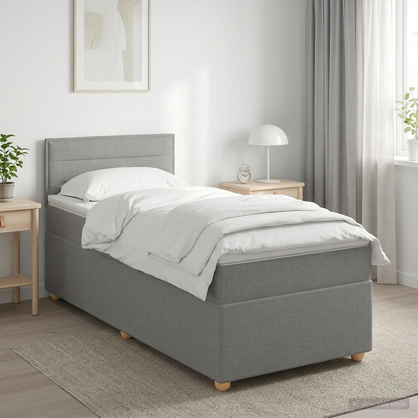 Letto con Box Spring, Materasso e LED Grigio Chiaro 90 x 190 cm | homemem39