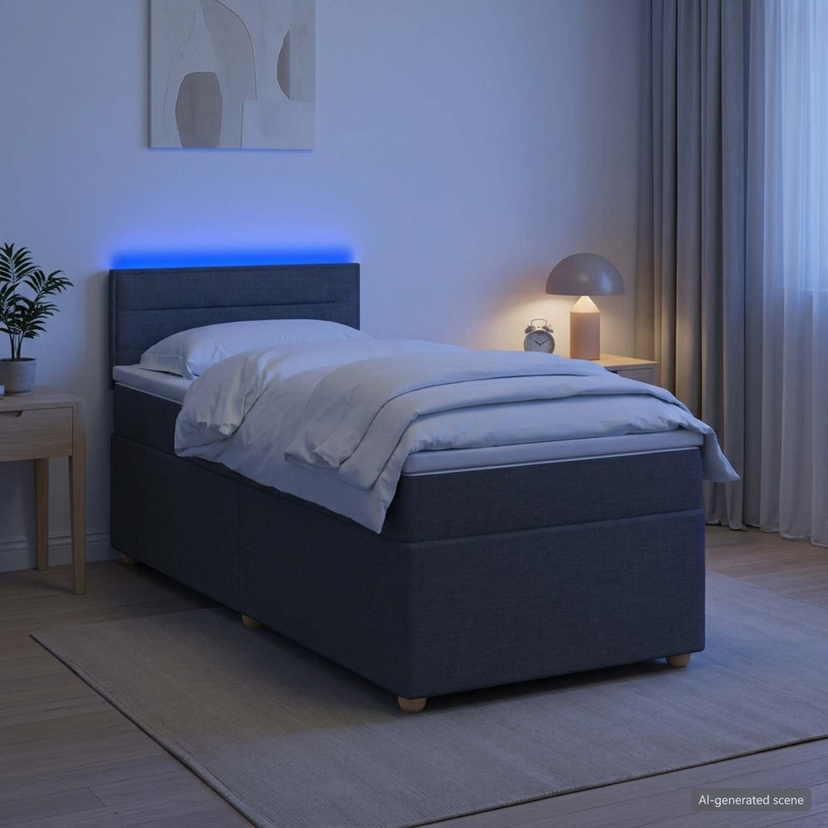 Letto box spring con materasso Grigio Scuro 90 x 190 cm Tessuto
